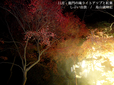 那須烏山市議会議員　しぶい由放 ++烏山歳時記++11月/龍門の滝ライトアップと紅葉
